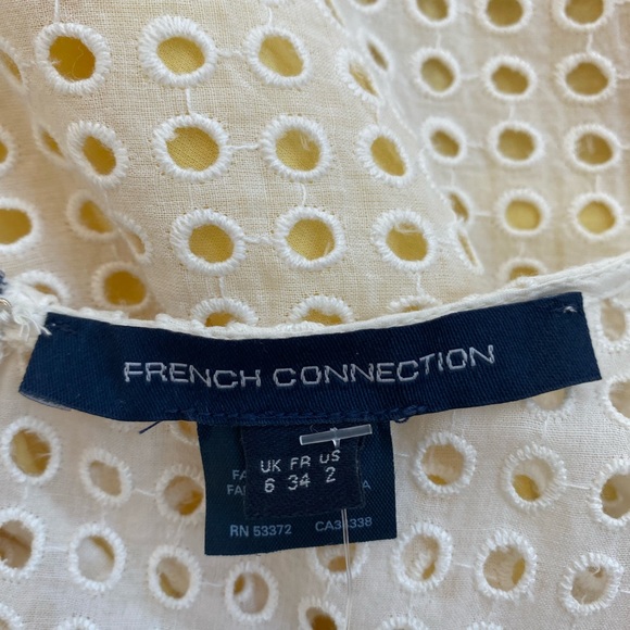 FRENCH CONNECTION Eyelet Dress with Yellow Contrast Underlay. Size:  2 - Picture 13 of 14